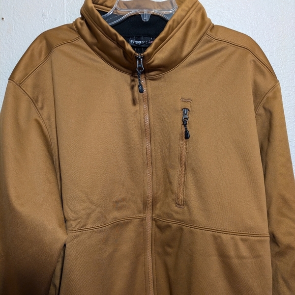Swiss Tech Brown Performance Jacket with Water-Resistant Fabric and High Collar - Picture 3 of 9